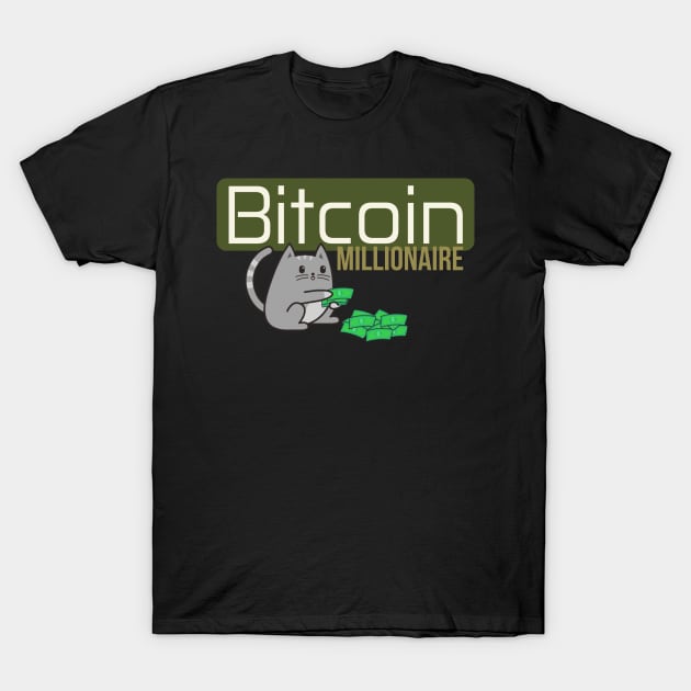 Bitcoin Millionare Cat T-Shirt by Arend Studios